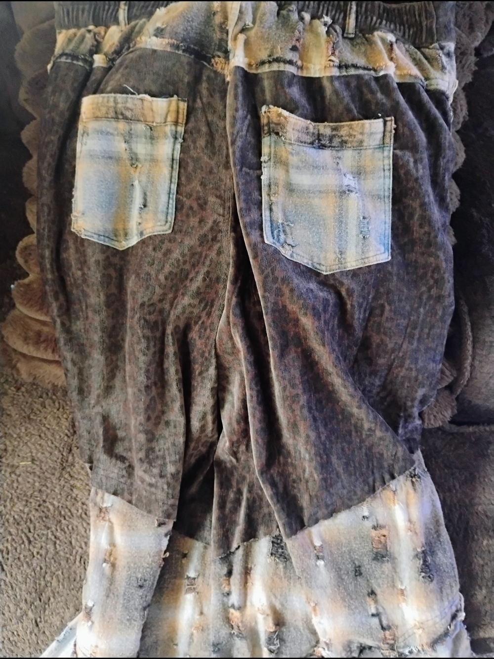 Oli And Hali Brown and Tan Patchwork Wide Leg Jeans - Picture 5 of 5